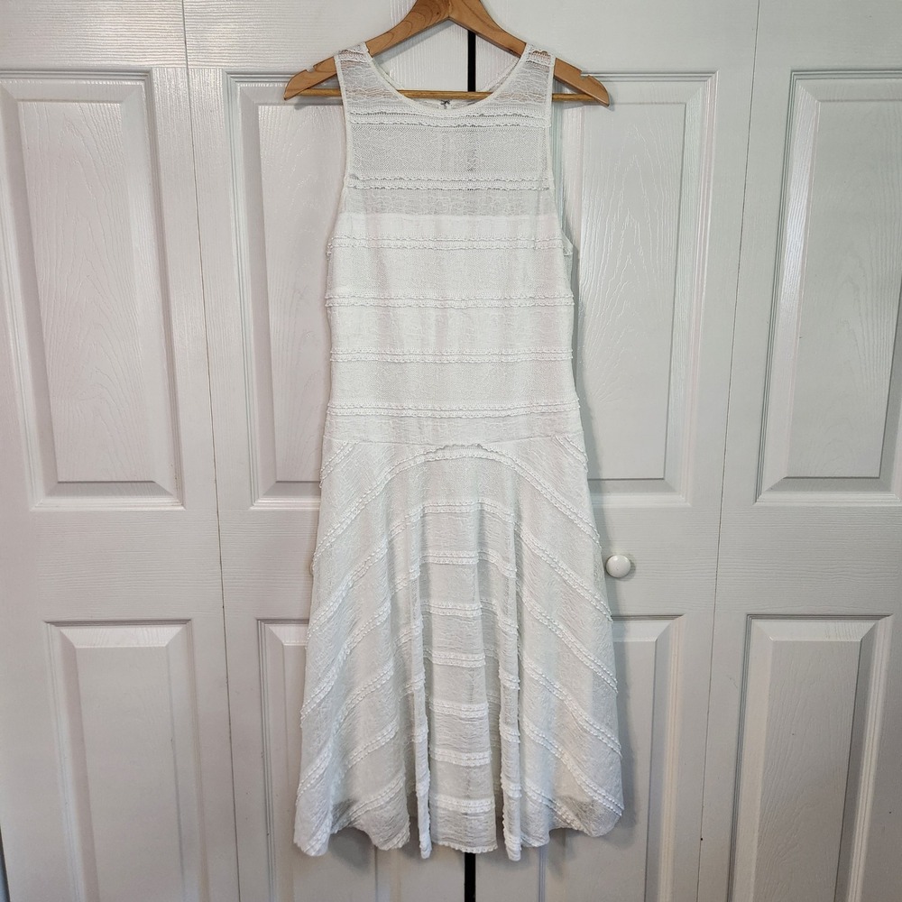 Sangria White Lace Sleeveless Midi Dress Keyhole Back Size 10‎ Bridal Shower